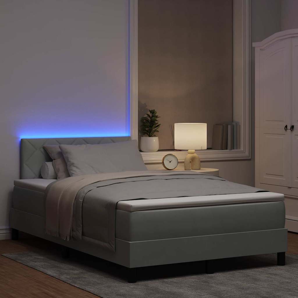 vidaXL LED Κρεβάτι με βάθρο Ανοιχτό γκρι 120 x 190 cm Βελούδο