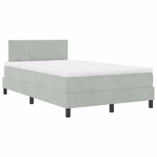 vidaXL LED Κρεβάτι με βάθρο Ανοιχτό γκρι 120 x 200 cm Βελούδο