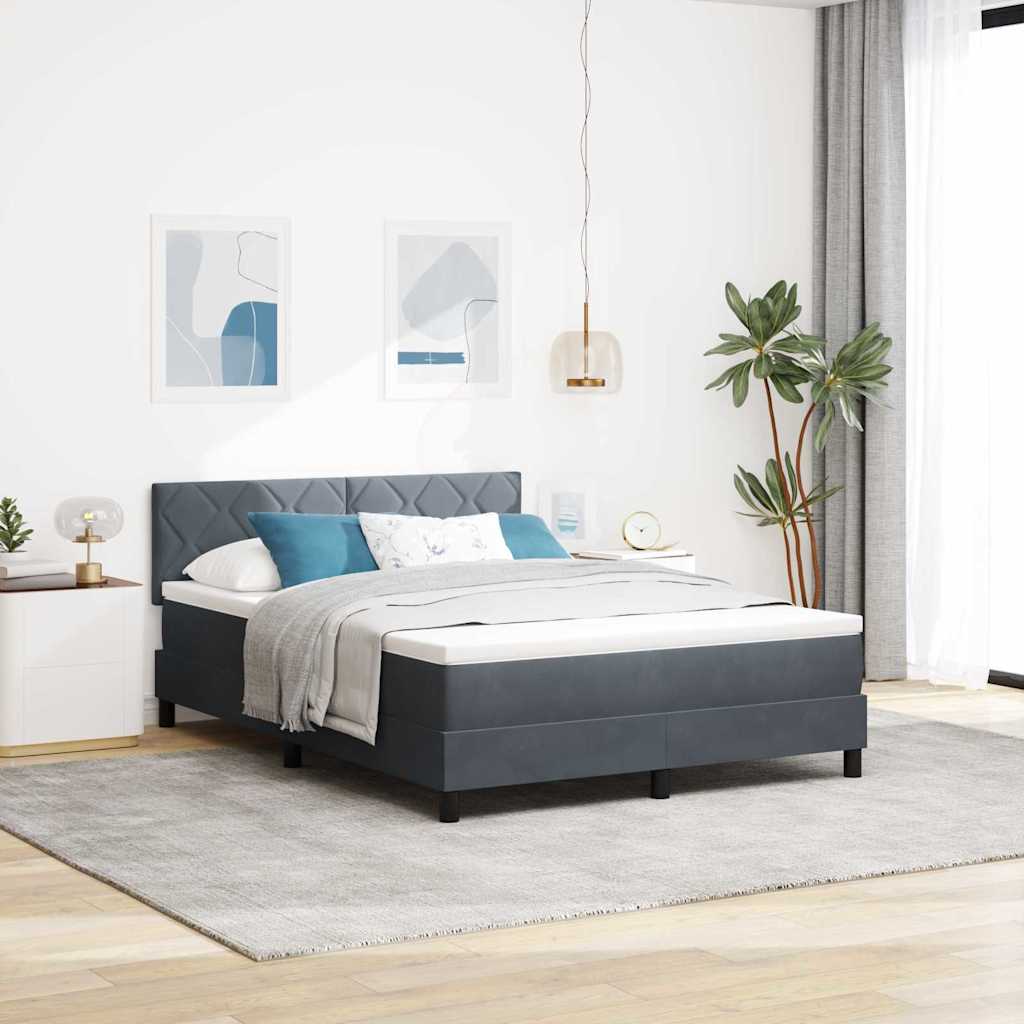 vidaXL LED Κρεβάτι με βάθρο Σκούρο Γκρι 140 x 190 cm Βελούδο