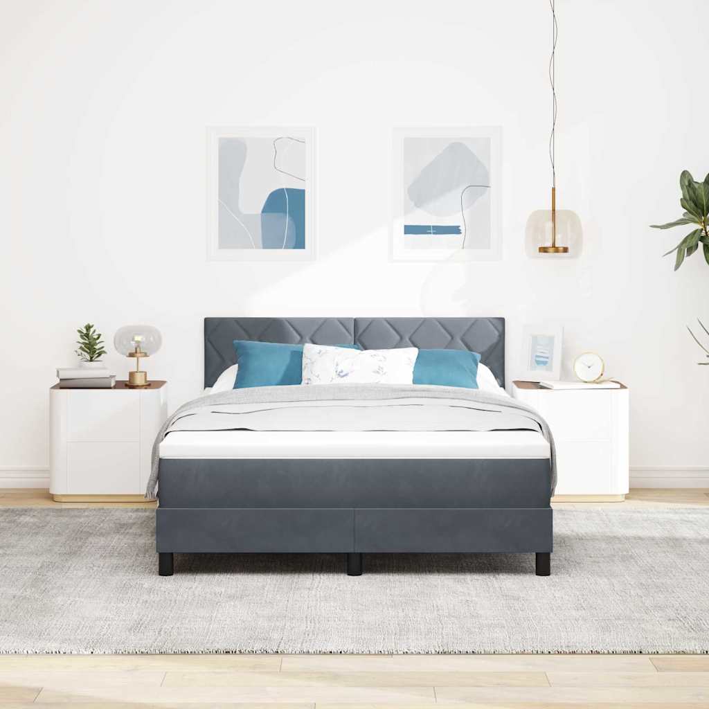 vidaXL LED Κρεβάτι με βάθρο Σκούρο Γκρι 140 x 190 cm Βελούδο