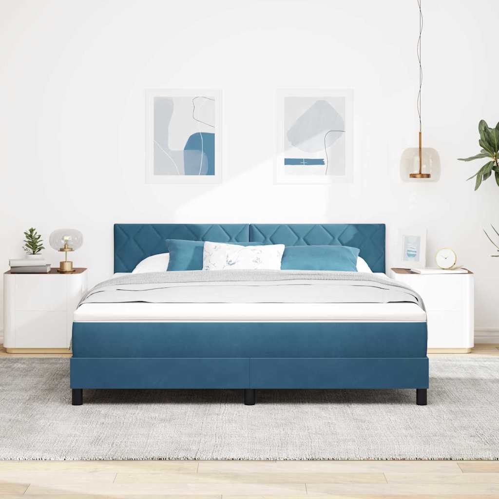 vidaXL LED Κρεβάτι με βάθρο Σκούρο Μπλε 180 x 200 cm Βελούδο