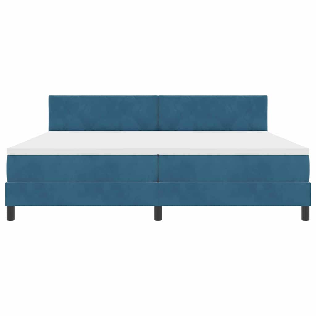 vidaXL LED Κρεβάτι με βάθρο Σκούρο Μπλε 200 x 200 cm Βελούδο