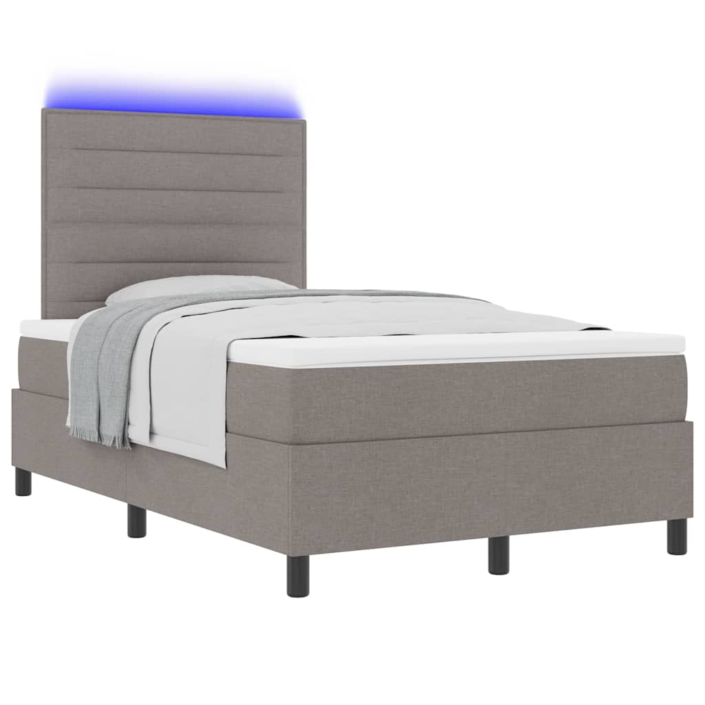 vidaXL Κρεβάτι με ελατήρια με στρώμα με led Taupe 120 x 200 cm ύφασμα