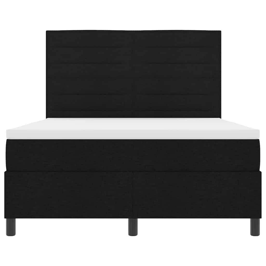 vidaXL Κρεβάτι με ελατήρια με στρώμα με led Μαύρο 140 x 190 cm ύφασμα