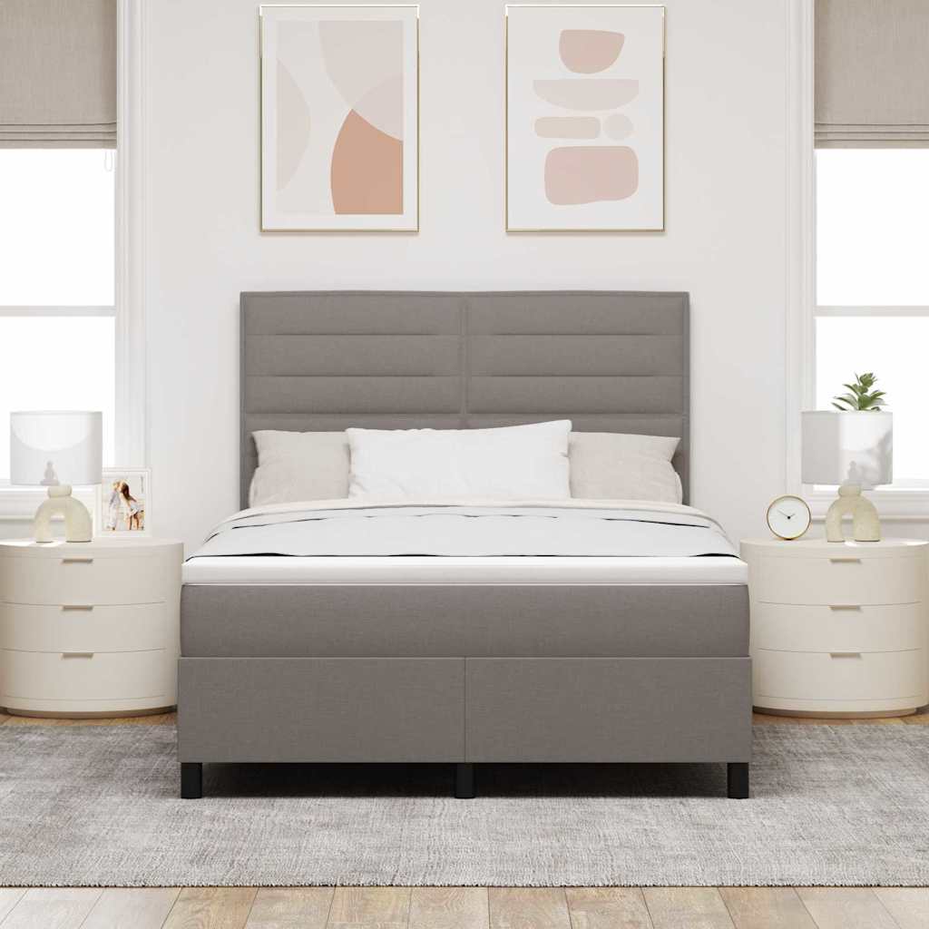 vidaXL Κρεβάτι με ελατήρια με στρώμα με led Taupe 140 x 190 cm ύφασμα