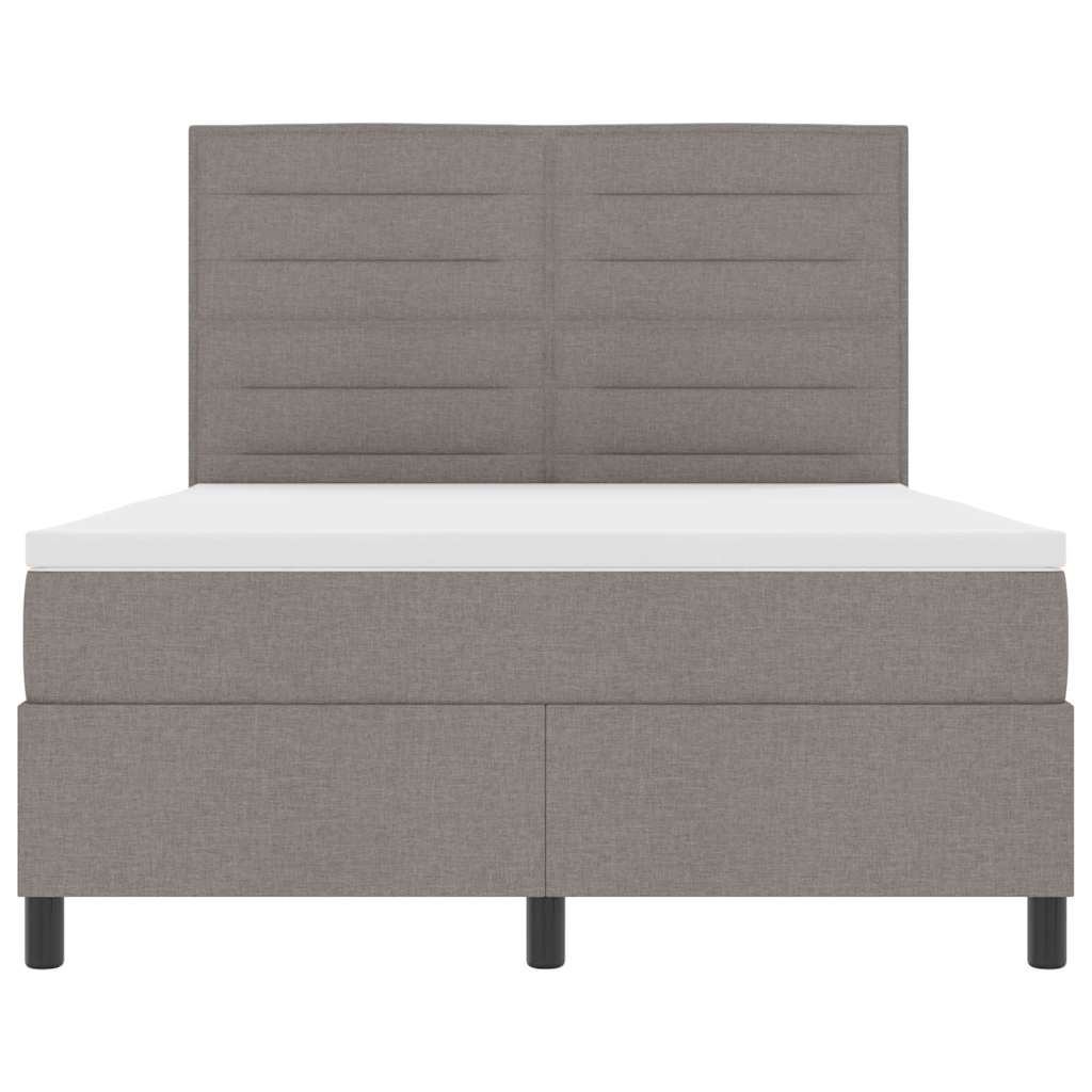vidaXL Κρεβάτι με ελατήρια με στρώμα με led Taupe 140 x 190 cm ύφασμα