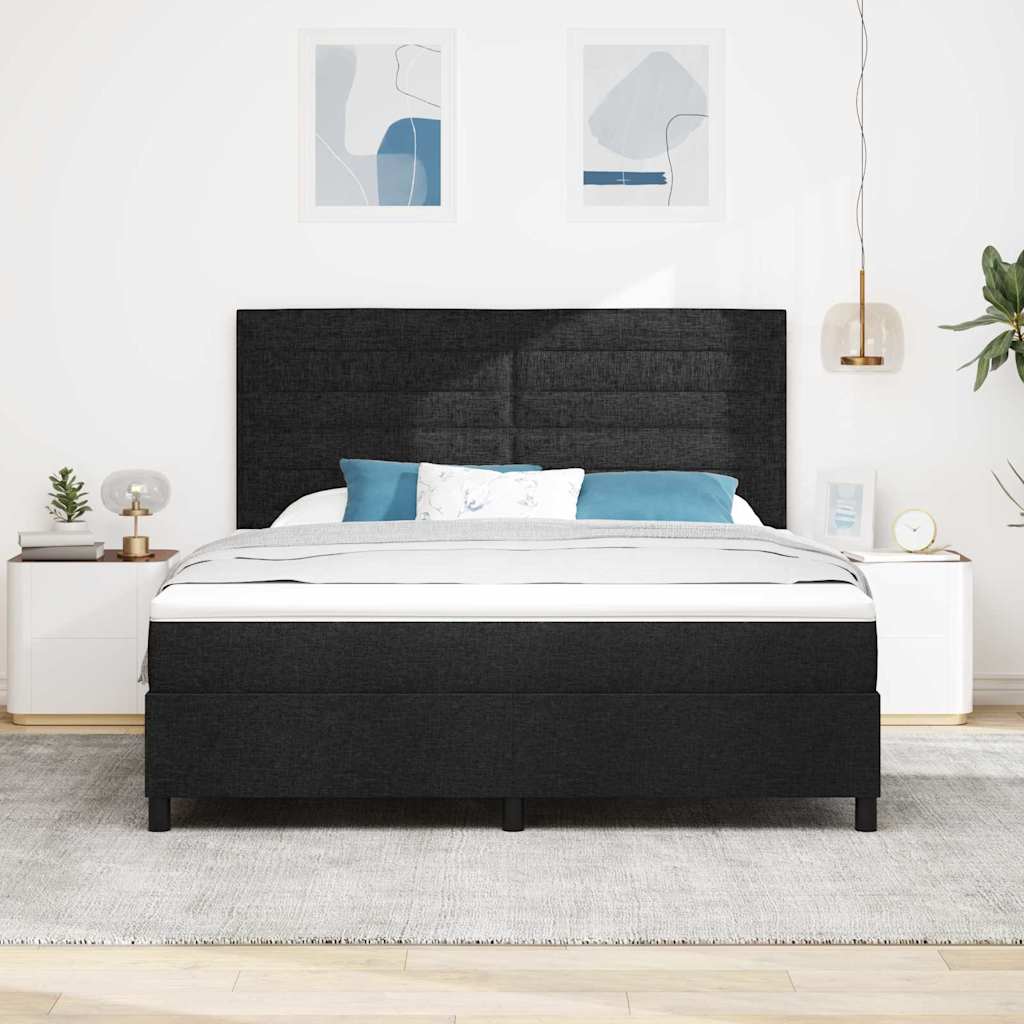 vidaXL Κρεβάτι με ελατήρια με στρώμα με led Μαύρο 180 x 200 cm ύφασμα