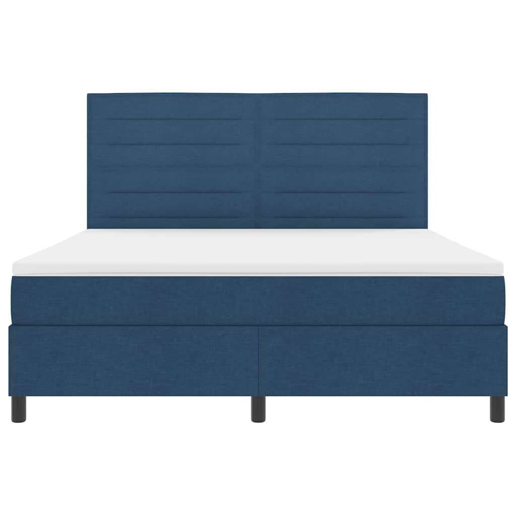 vidaXL Κρεβάτι με ελατήρια με στρώμα με led Μπλε 180 x 200 cm ύφασμα