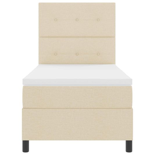 vidaXL Κρεβάτι με ελατήρια με κεφαλάρι Κρεμ 80 x 200 cm ύφασμα