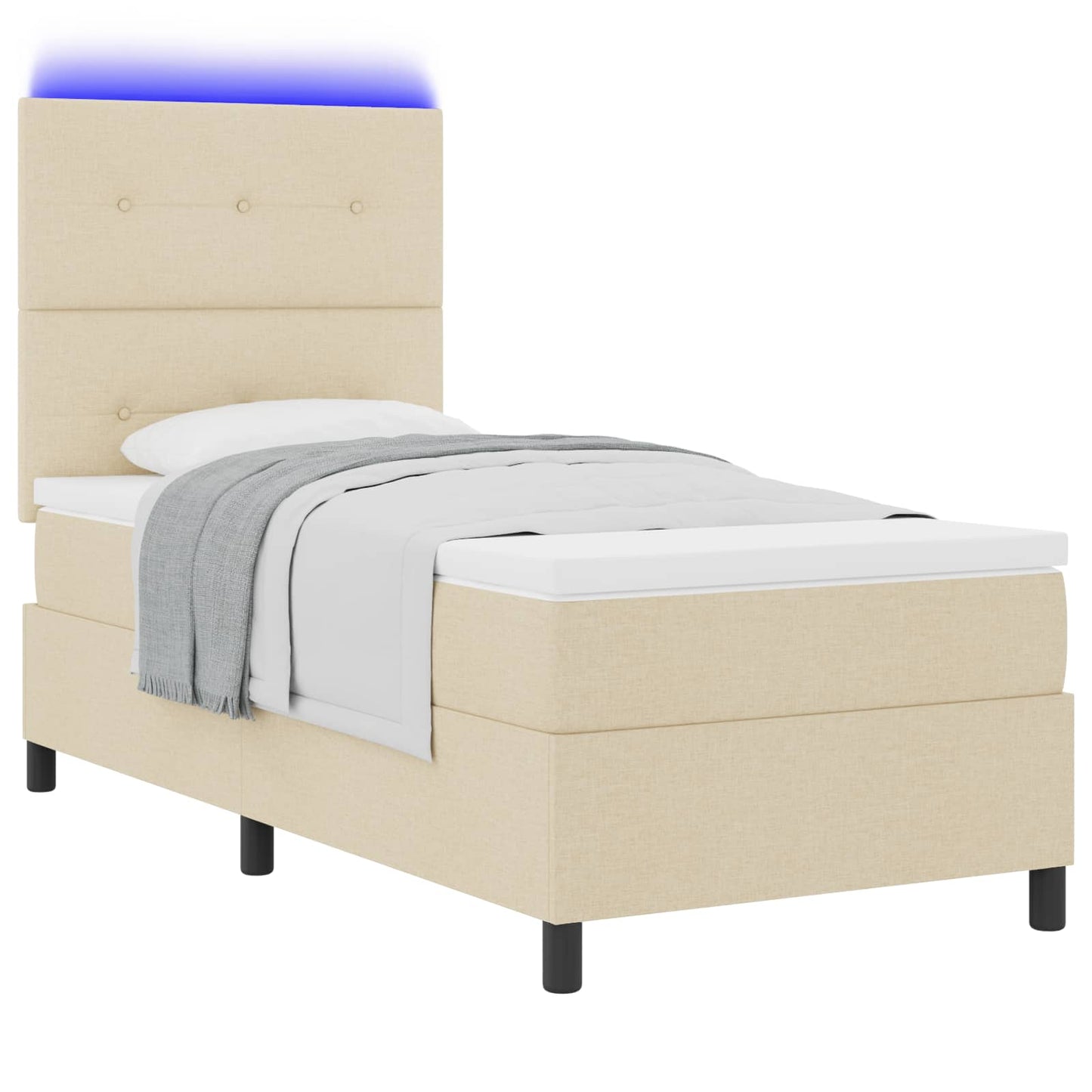 vidaXL Κρεβάτι με ελατήρια με κεφαλάρι Κρεμ 80 x 200 cm ύφασμα