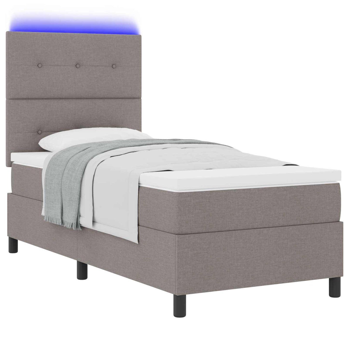 vidaXL Κρεβάτι με ελατήρια με κεφαλάρι Taupe 90 x 190 cm ύφασμα
