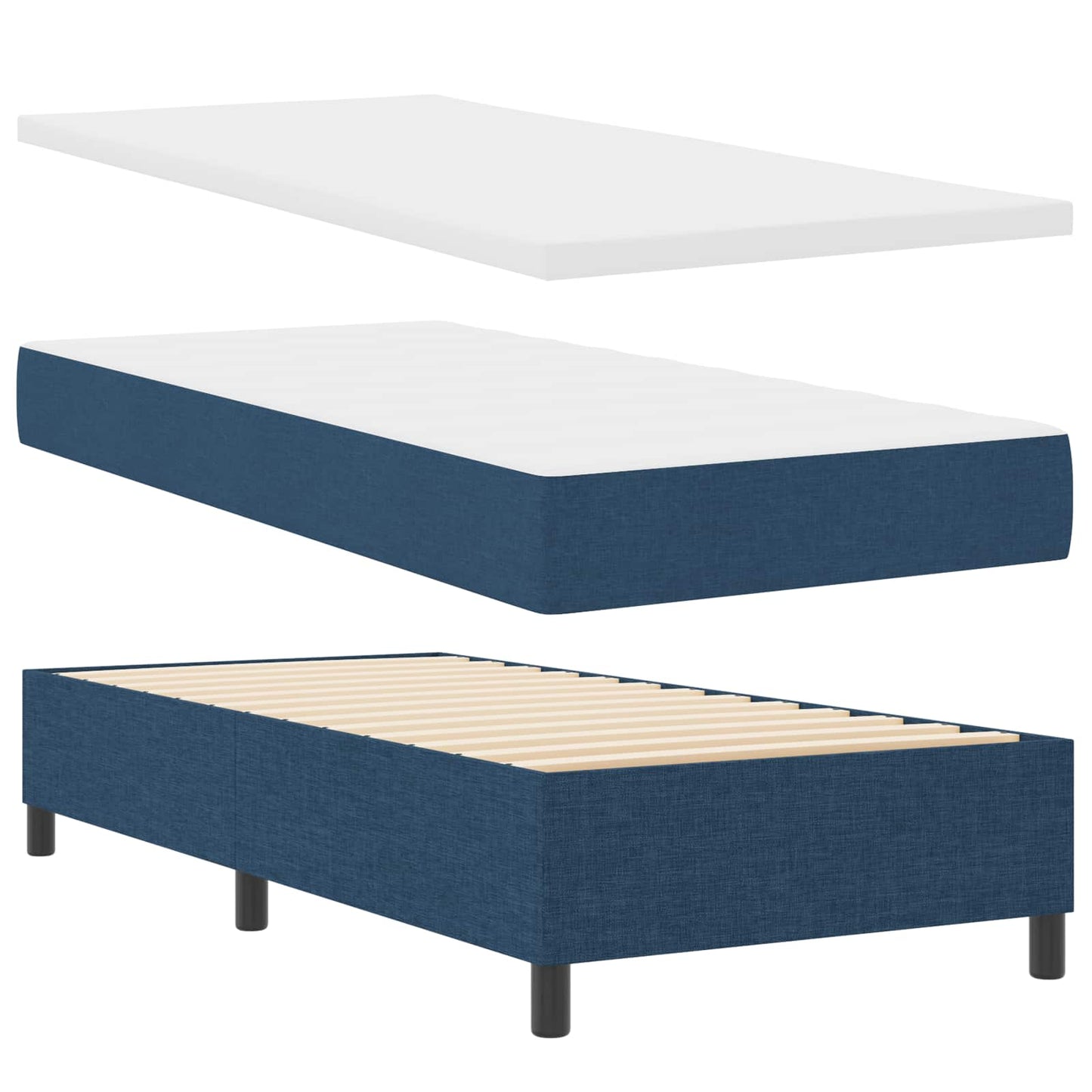vidaXL Κρεβάτι με ελατήρια με κεφαλάρι Μπλε 90 x 190 cm ύφασμα