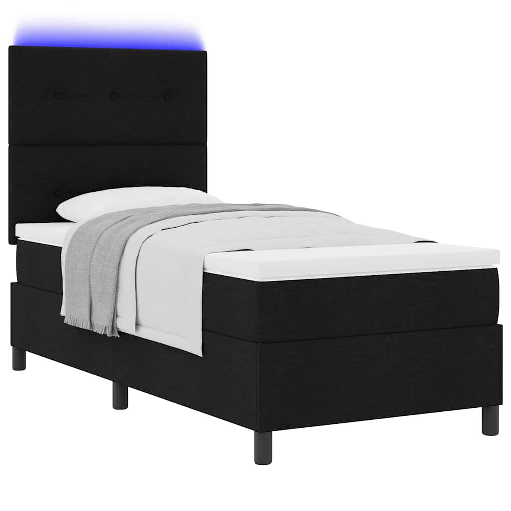 vidaXL Κρεβάτι με ελατήρια με κεφαλάρι Μαύρο 100 x 200 cm ύφασμα