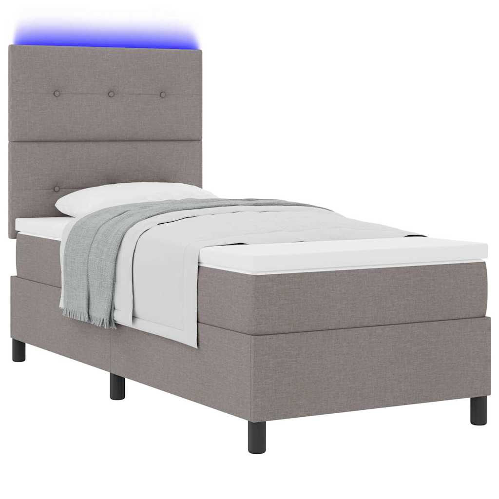 vidaXL Κρεβάτι με ελατήρια με κεφαλάρι Taupe 100 x 200 cm ύφασμα
