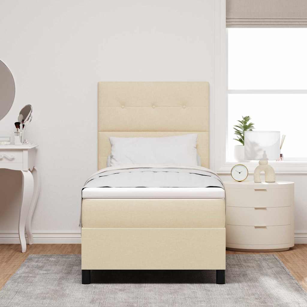 vidaXL Κρεβάτι με ελατήρια με κεφαλάρι Κρεμ 100 x 200 cm ύφασμα