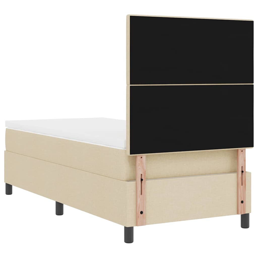 vidaXL Κρεβάτι με ελατήρια με κεφαλάρι Κρεμ 100 x 200 cm ύφασμα