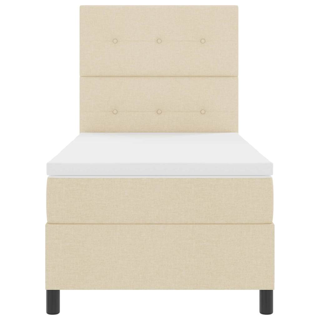 vidaXL Κρεβάτι με ελατήρια με κεφαλάρι Κρεμ 100 x 200 cm ύφασμα