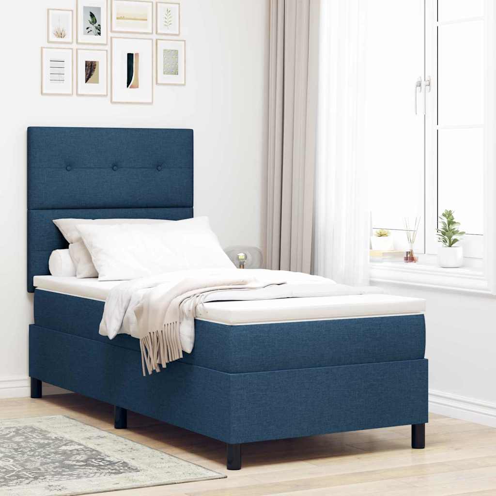 vidaXL Κρεβάτι με ελατήρια με κεφαλάρι Μπλε 100 x 200 cm ύφασμα