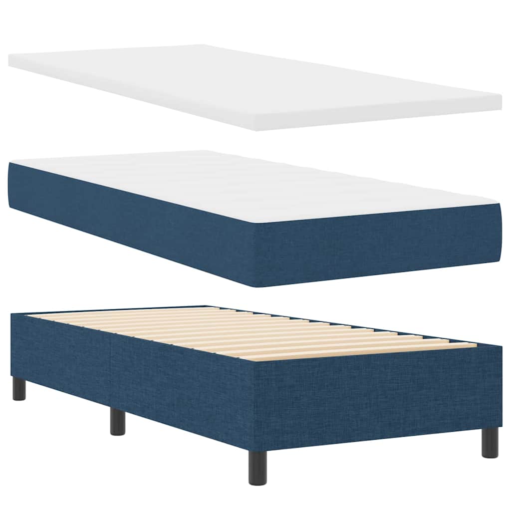 vidaXL Κρεβάτι με ελατήρια με κεφαλάρι Μπλε 100 x 200 cm ύφασμα
