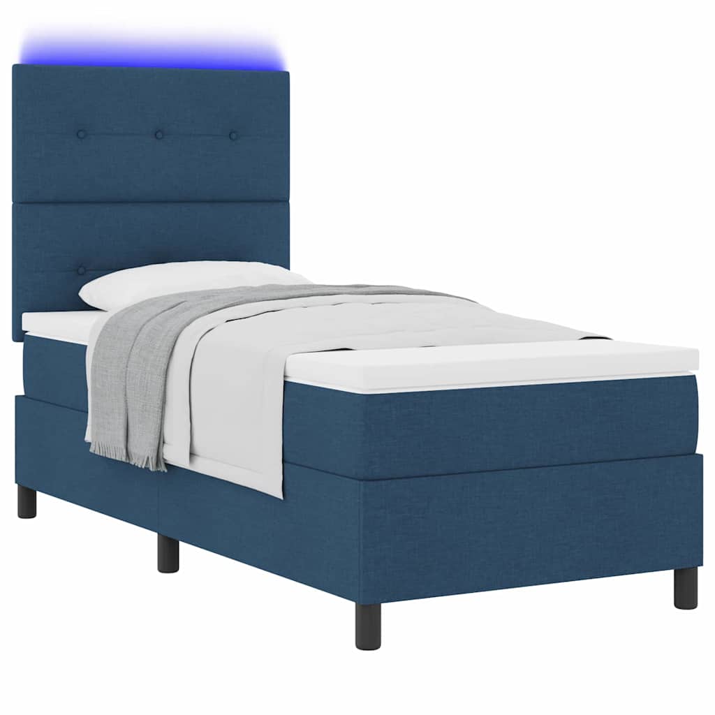 vidaXL Κρεβάτι με ελατήρια με κεφαλάρι Μπλε 100 x 200 cm ύφασμα