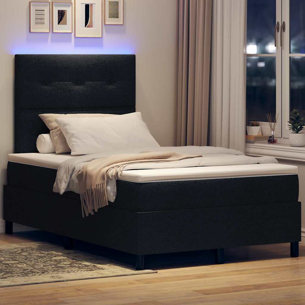 vidaXL Κρεβάτι με ελατήρια με κεφαλάρι Μαύρο 120 x 190 cm ύφασμα