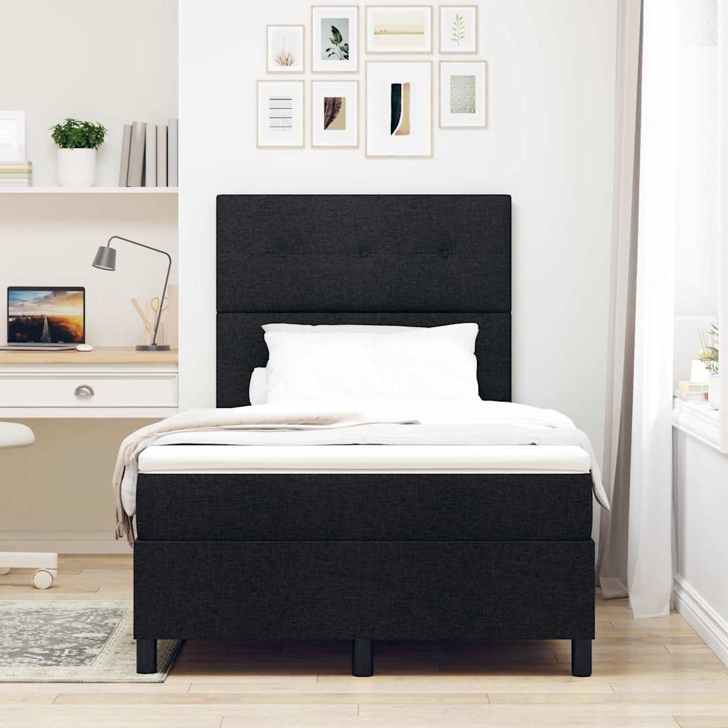 vidaXL Κρεβάτι με ελατήρια με κεφαλάρι Μαύρο 120 x 190 cm ύφασμα