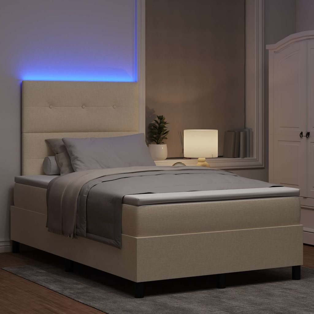 vidaXL Κρεβάτι με ελατήρια με κεφαλάρι Κρεμ 120 x 190 cm ύφασμα