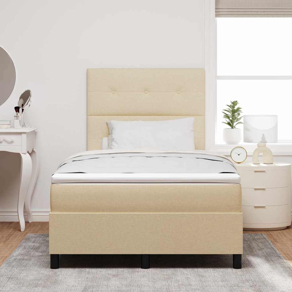 vidaXL Κρεβάτι με ελατήρια με κεφαλάρι Κρεμ 120 x 190 cm ύφασμα