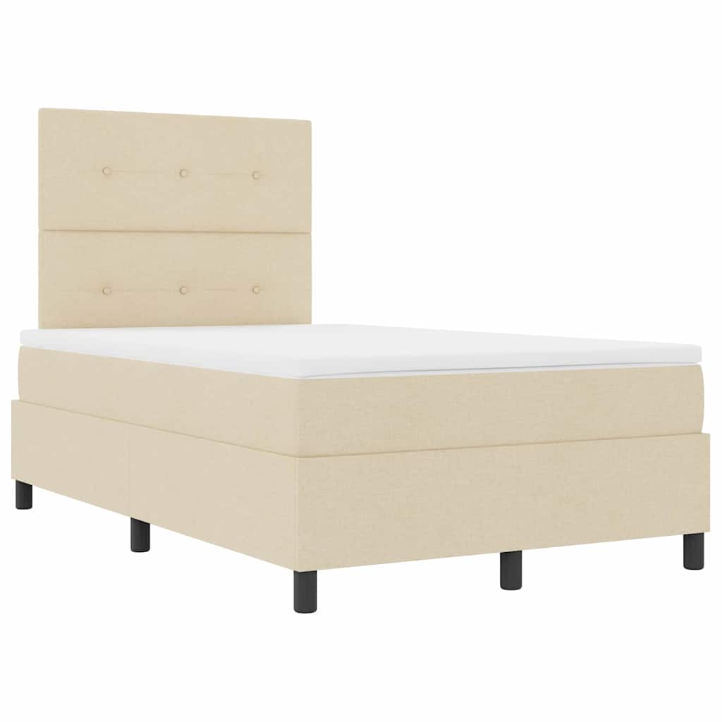 vidaXL Κρεβάτι με ελατήρια με κεφαλάρι Κρεμ 120 x 190 cm ύφασμα