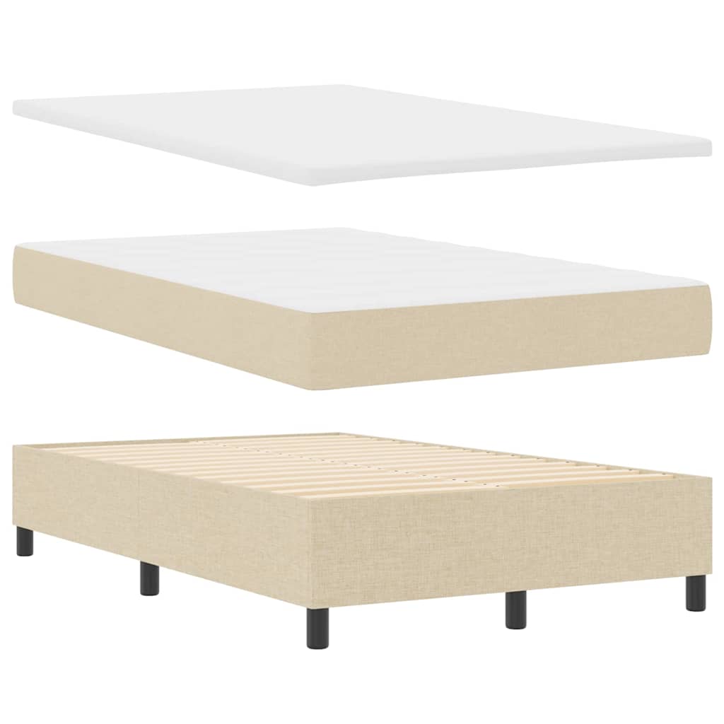 vidaXL Κρεβάτι με ελατήρια με κεφαλάρι Κρεμ 120 x 190 cm ύφασμα