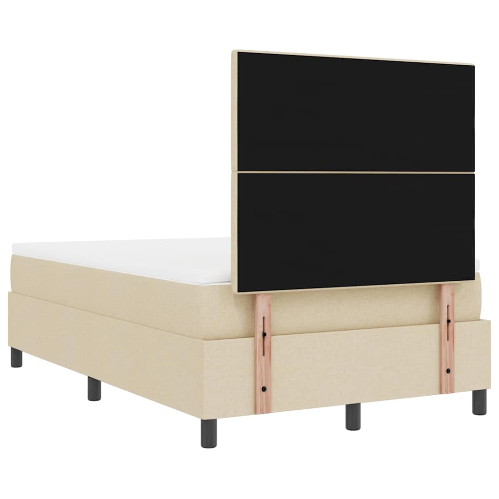 vidaXL Κρεβάτι με ελατήρια με κεφαλάρι Κρεμ 120 x 190 cm ύφασμα