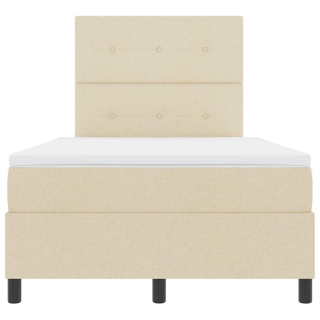 vidaXL Κρεβάτι με ελατήρια με κεφαλάρι Κρεμ 120 x 190 cm ύφασμα