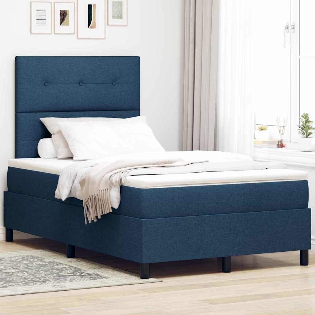 vidaXL Κρεβάτι με ελατήρια με κεφαλάρι Μπλε 120 x 190 cm ύφασμα
