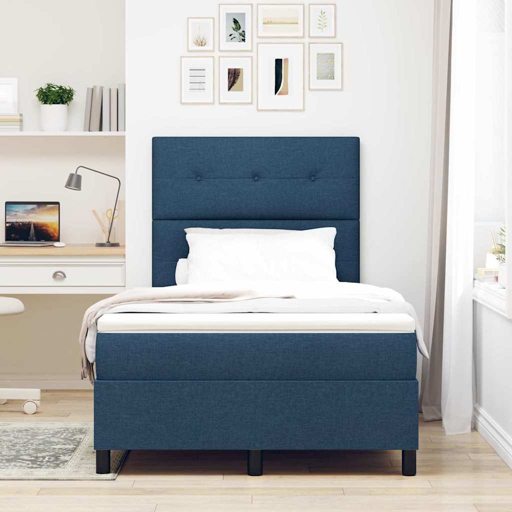 vidaXL Κρεβάτι με ελατήρια με κεφαλάρι Μπλε 120 x 190 cm ύφασμα