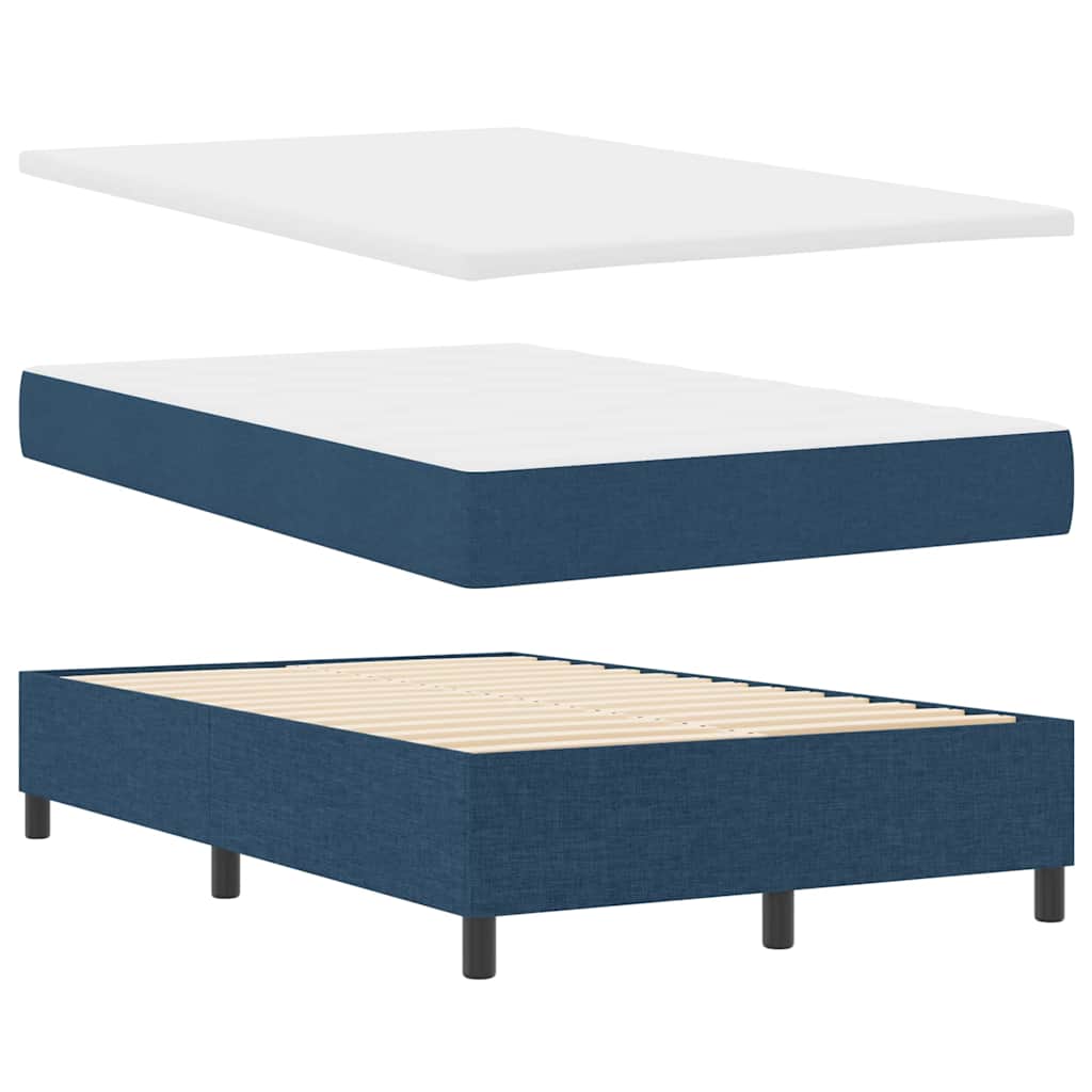 vidaXL Κρεβάτι με ελατήρια με κεφαλάρι Μπλε 120 x 190 cm ύφασμα