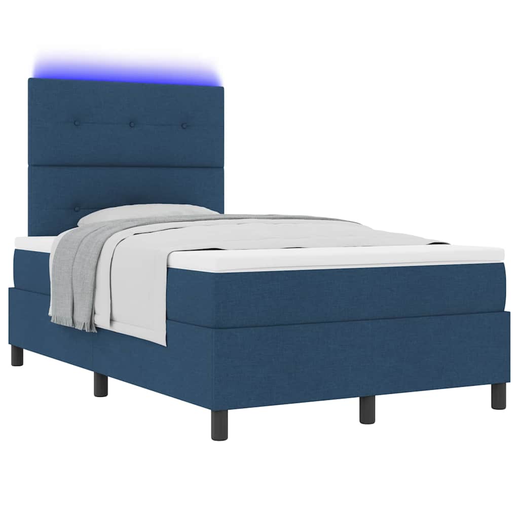 vidaXL Κρεβάτι με ελατήρια με κεφαλάρι Μπλε 120 x 190 cm ύφασμα