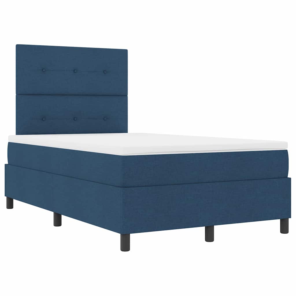 vidaXL Κρεβάτι με ελατήρια με κεφαλάρι Μπλε 120 x 200 cm ύφασμα