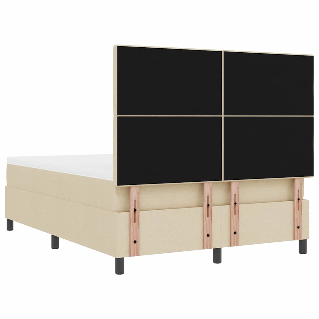 vidaXL Κρεβάτι με ελατήρια με κεφαλάρι Κρεμ 140 x 190 cm ύφασμα