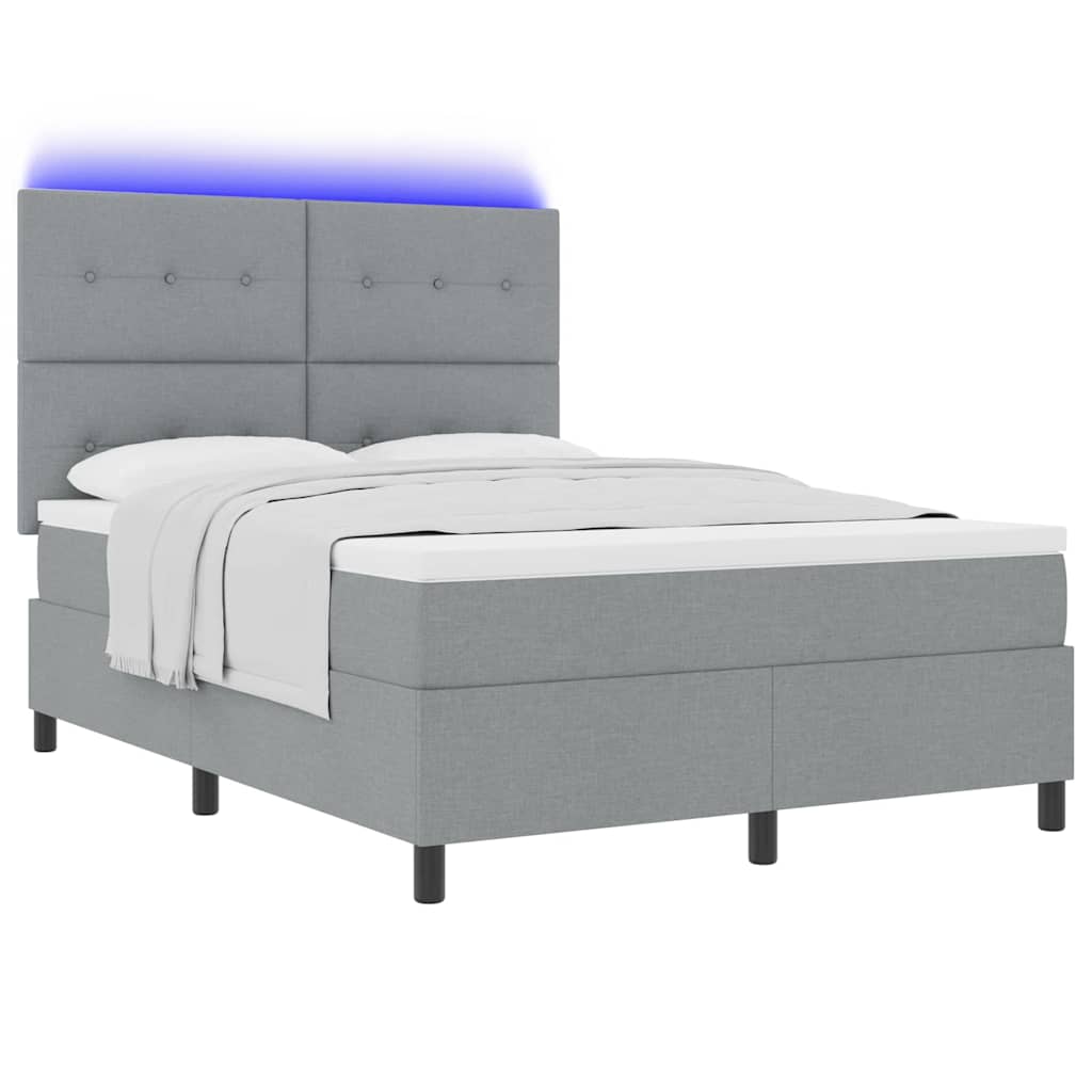 vidaXL Κρεβάτι με ελατήρια Ανοιχτό γκρι 140 x 200 cm ύφασμα