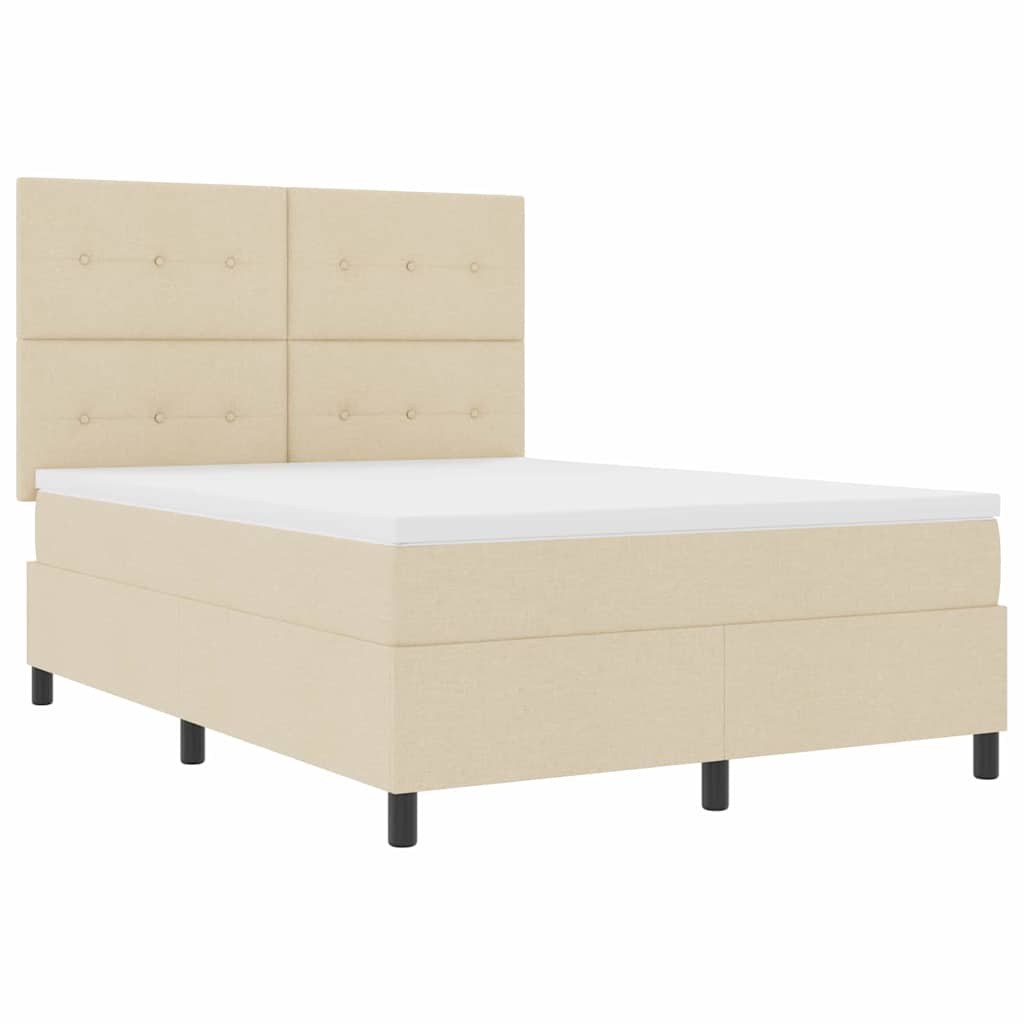 vidaXL Κρεβάτι με ελατήρια με κεφαλάρι Κρεμ 140 x 200 cm ύφασμα