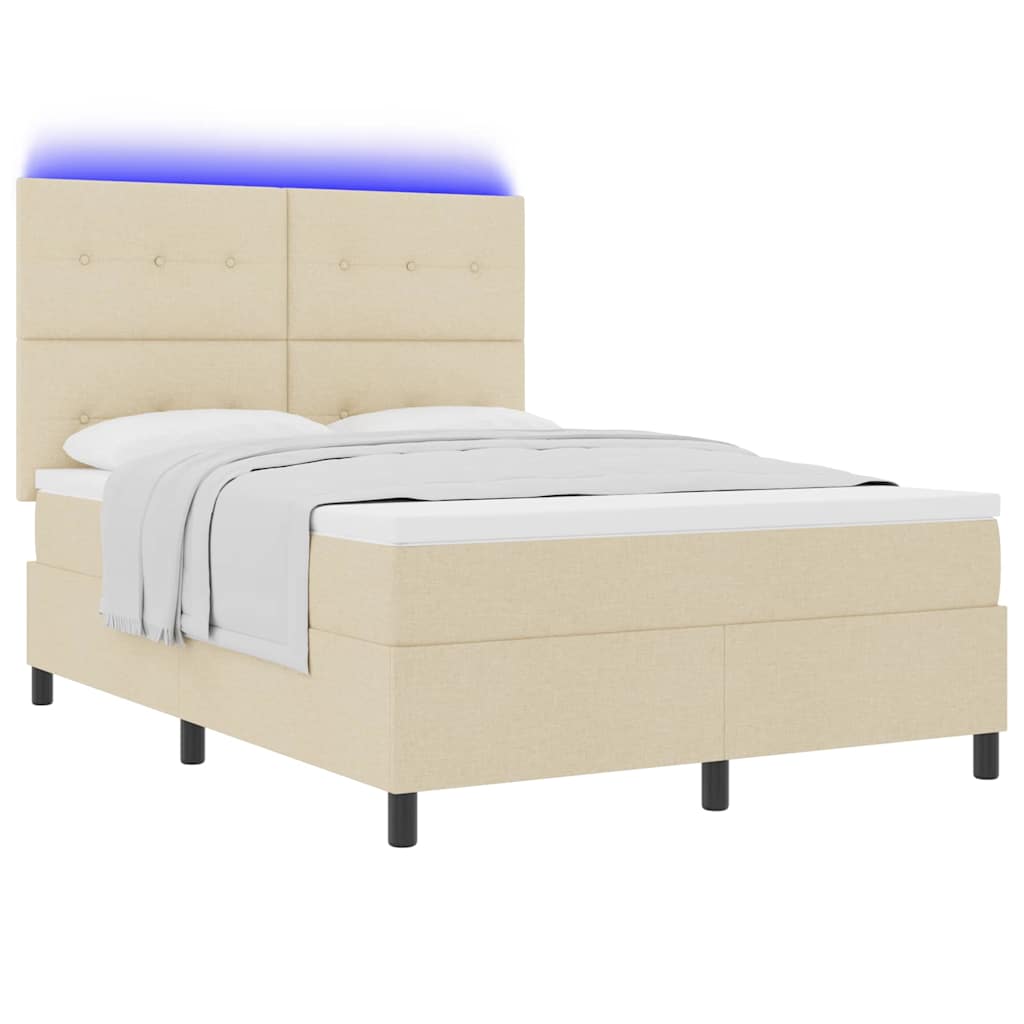 vidaXL Κρεβάτι με ελατήρια με κεφαλάρι Κρεμ 140 x 200 cm ύφασμα