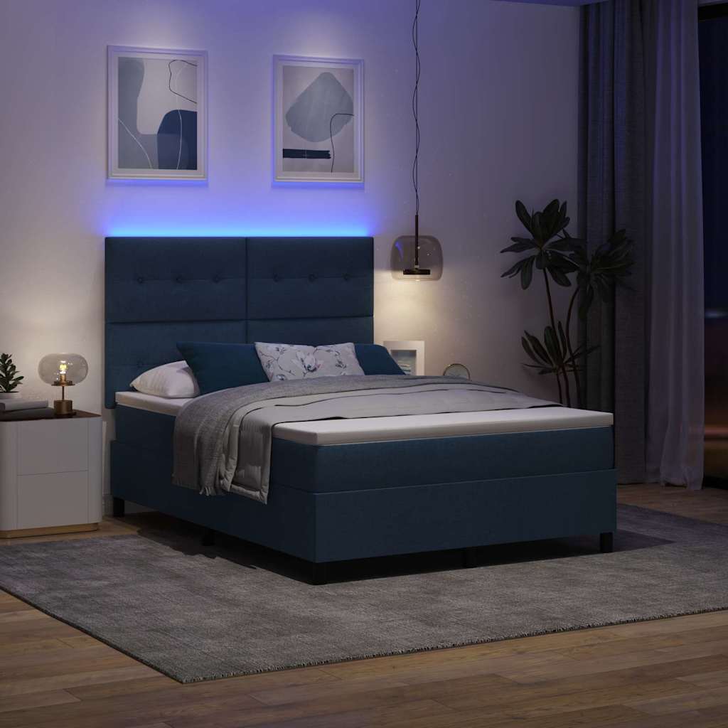 vidaXL Κρεβάτι με ελατήρια με κεφαλάρι Μπλε 140 x 200 cm ύφασμα