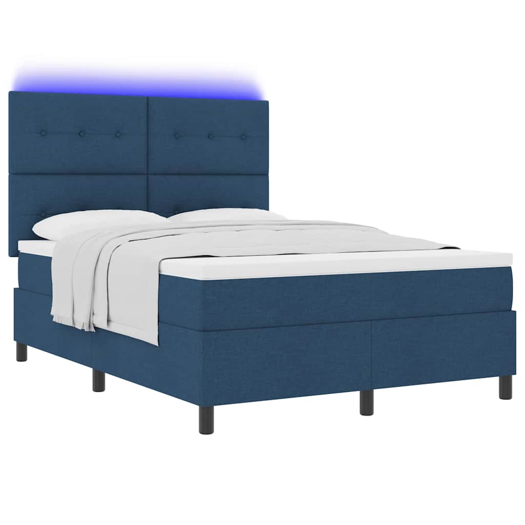 vidaXL Κρεβάτι με ελατήρια με κεφαλάρι Μπλε 140 x 200 cm ύφασμα