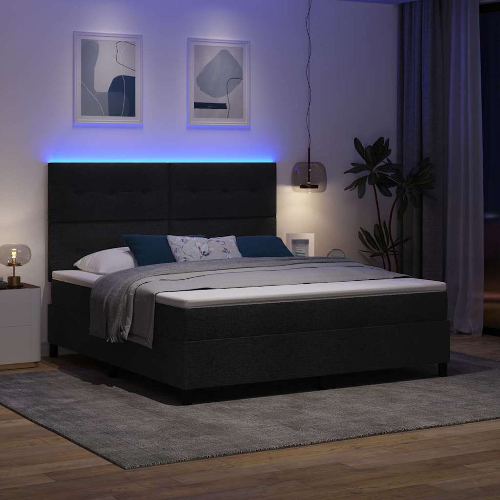 vidaXL Κρεβάτι με ελατήρια με κεφαλάρι Μαύρο 180 x 200 cm ύφασμα