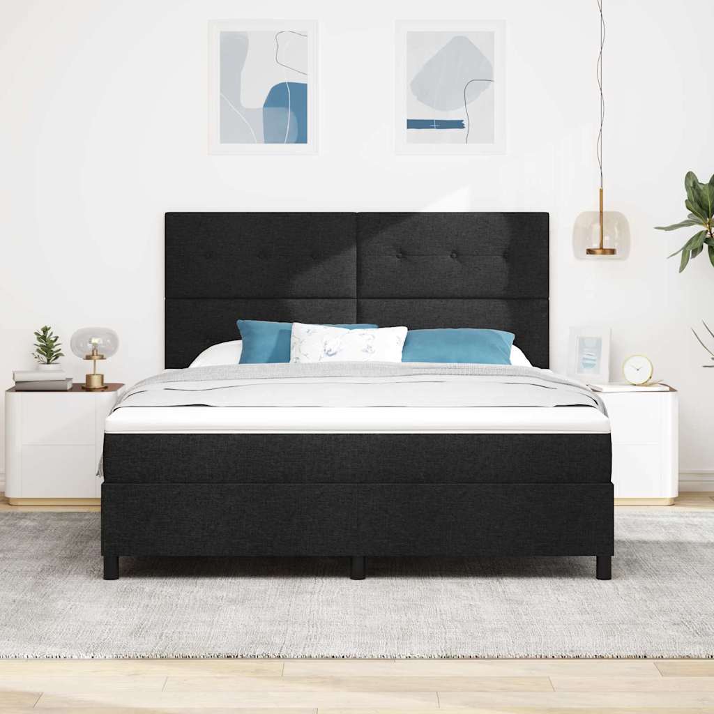 vidaXL Κρεβάτι με ελατήρια με κεφαλάρι Μαύρο 180 x 200 cm ύφασμα