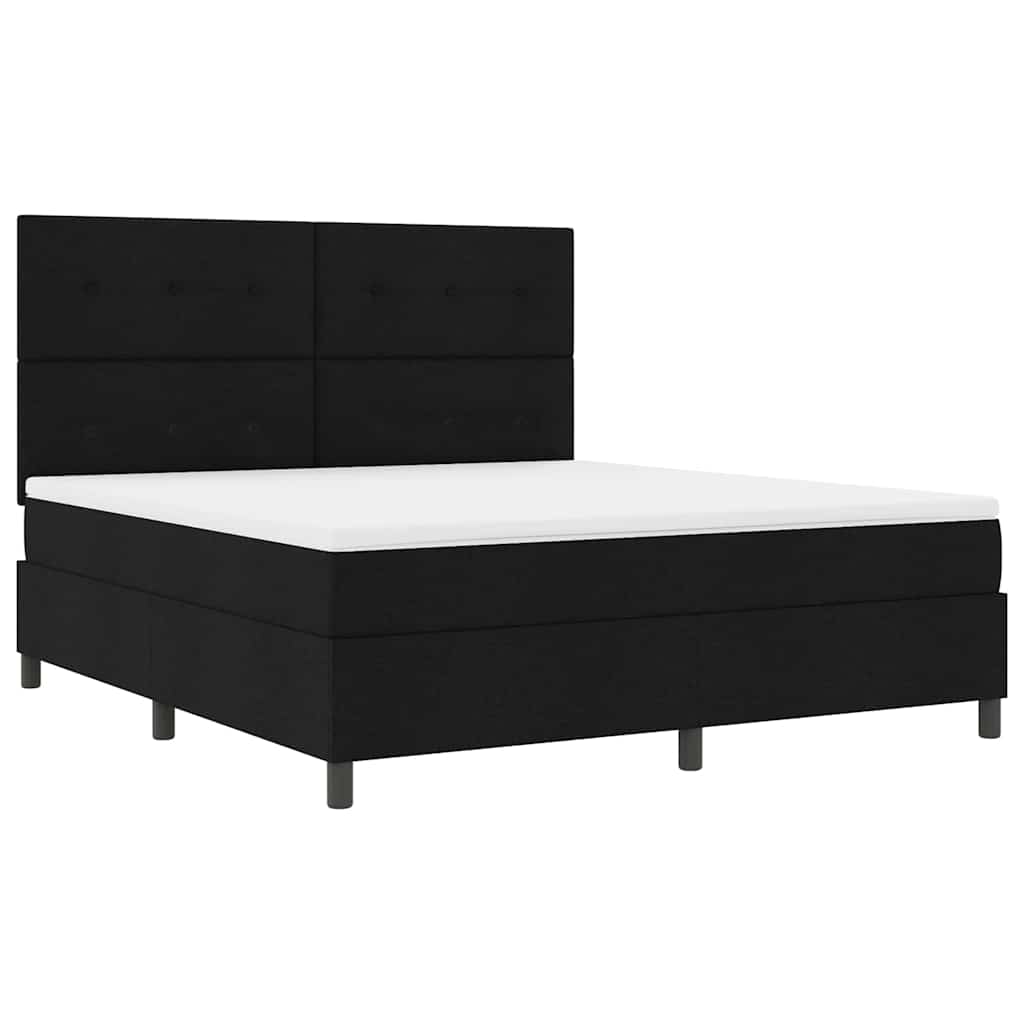 vidaXL Κρεβάτι με ελατήρια με κεφαλάρι Μαύρο 180 x 200 cm ύφασμα
