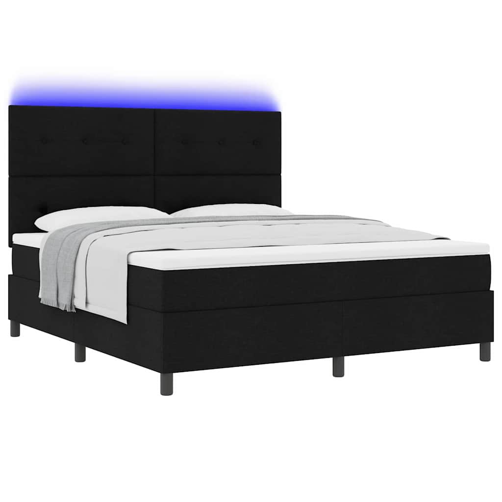 vidaXL Κρεβάτι με ελατήρια με κεφαλάρι Μαύρο 180 x 200 cm ύφασμα