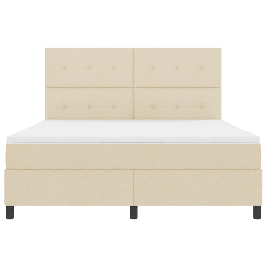 vidaXL Κρεβάτι με ελατήρια με κεφαλάρι Κρεμ 180 x 200 cm ύφασμα