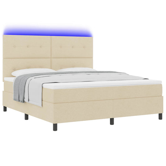 vidaXL Κρεβάτι με ελατήρια με κεφαλάρι Κρεμ 180 x 200 cm ύφασμα
