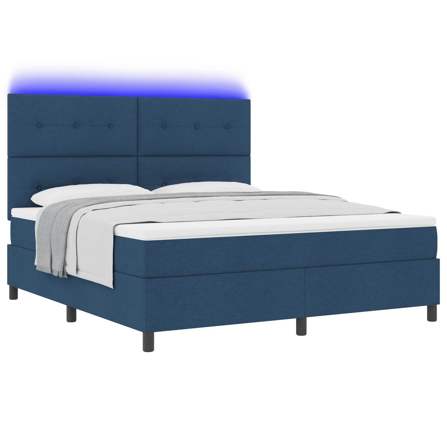 vidaXL Κρεβάτι με ελατήρια με κεφαλάρι Μπλε 180 x 200 cm ύφασμα